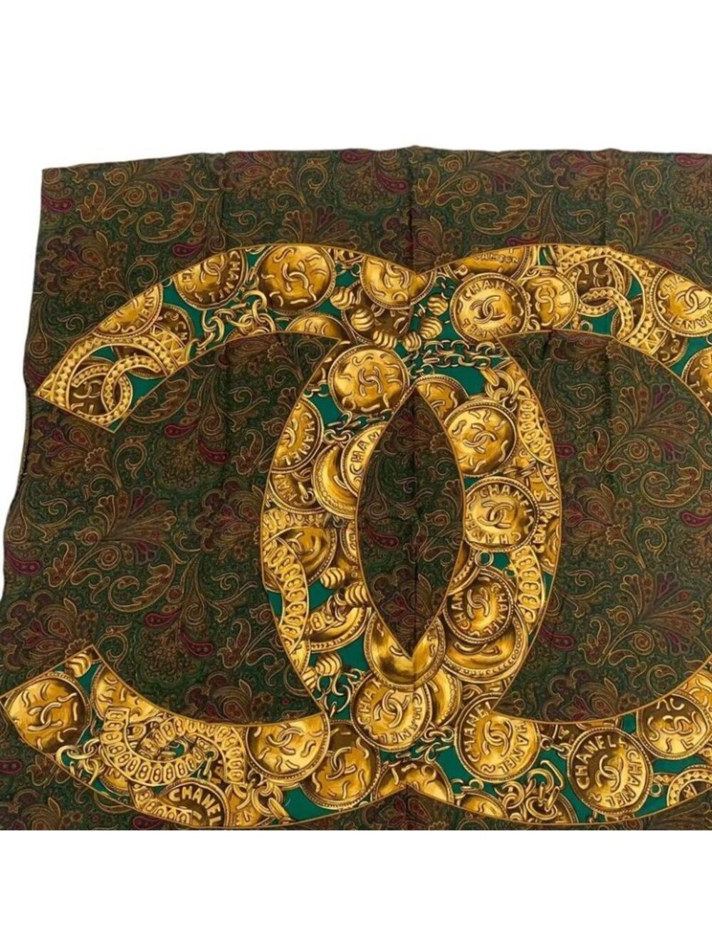 Chanel Scarf Silk CC Logo Paisley Pattern - Picture 2 of 6